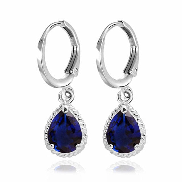 Waterdrop Long Silver-Color Dangle Earrings Brincos Pendiente For Women