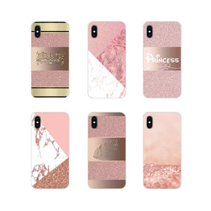 Gold Pink rose Glitter For Apple IPhone X to 8 Plus and Ipod Touch 5 6 Phone Shell Covers