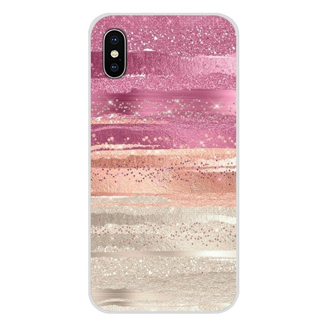 Gold Pink rose Glitter For Apple IPhone X to 8 Plus and Ipod Touch 5 6 Phone Shell Covers