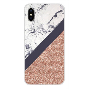 Gold Pink rose Glitter For Apple IPhone X to 8 Plus and Ipod Touch 5 6 Phone Shell Covers