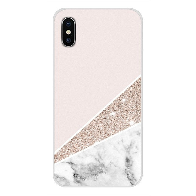 Gold Pink rose Glitter For Apple IPhone X to 8 Plus and Ipod Touch 5 6 Phone Shell Covers