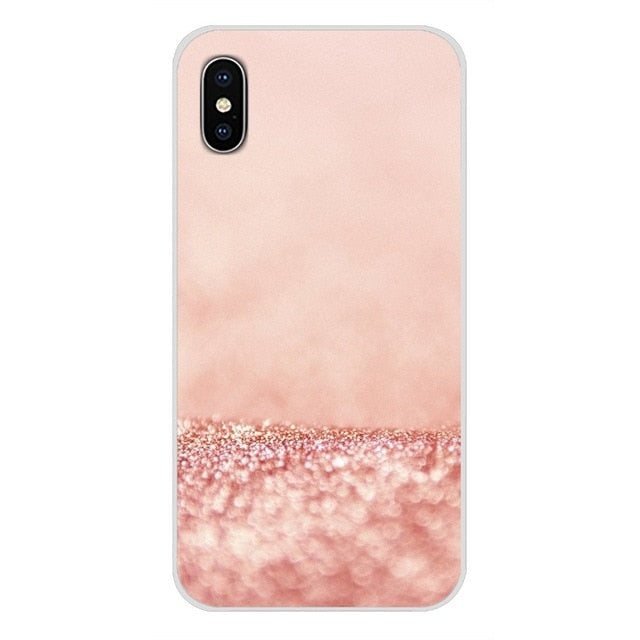 Gold Pink rose Glitter For Apple IPhone X to 8 Plus and Ipod Touch 5 6 Phone Shell Covers