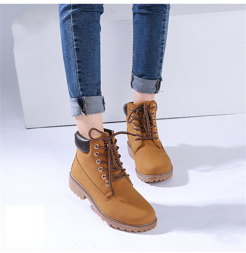 Women Warm Plush Rubber Platform Lace Up Sexy  Ankle Snow Boot Leather Fur Wedges