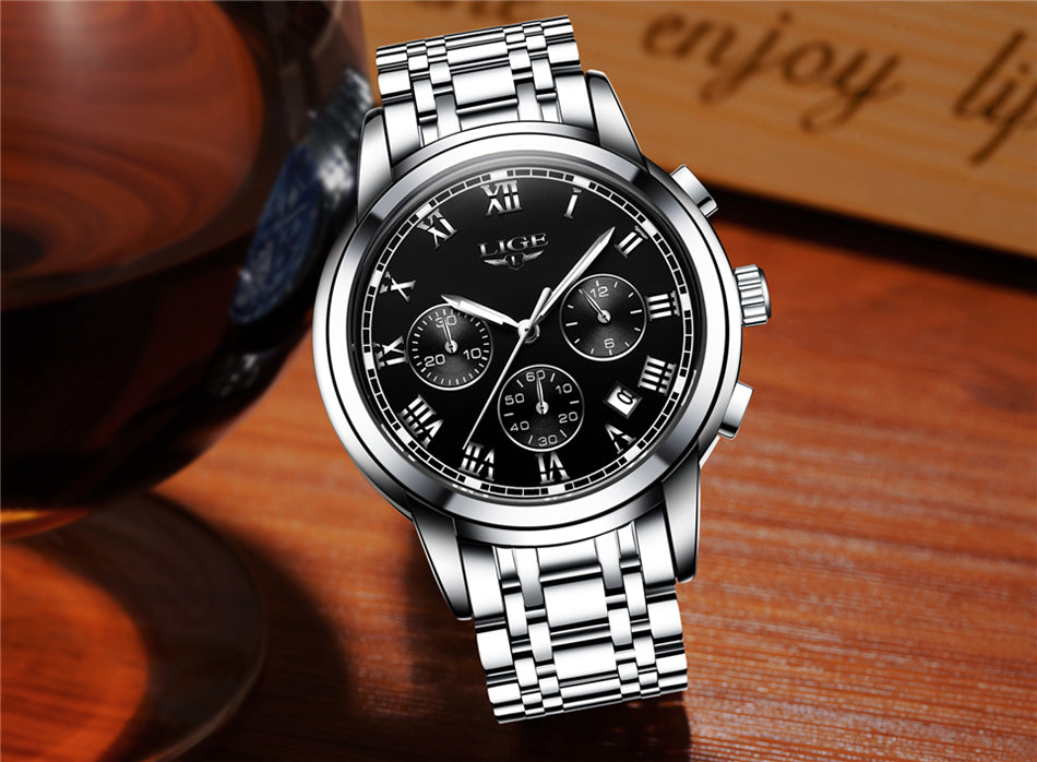 Men Luxury Chronograph Sports Waterproof Full Steel Quartz Watch