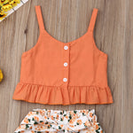 Girls Clothing Sets 2019 Summer Cotton Vest 2PCS Sleeveless Children Sets Toddler Kids Baby Floral Sling Tops + Skirt Outfits