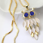 New Arrival Hot  Women's Lovely Owl Pendant Rhinestone Long Sweater Box Chain Necklace Jewelry Fashion Leader' Choice