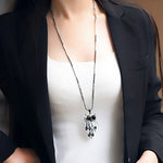 New Arrival Hot  Women's Lovely Owl Pendant Rhinestone Long Sweater Box Chain Necklace Jewelry Fashion Leader' Choice