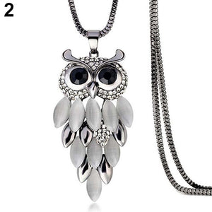 New Arrival Hot  Women's Lovely Owl Pendant Rhinestone Long Sweater Box Chain Necklace Jewelry Fashion Leader' Choice