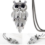 New Arrival Hot  Women's Lovely Owl Pendant Rhinestone Long Sweater Box Chain Necklace Jewelry Fashion Leader' Choice