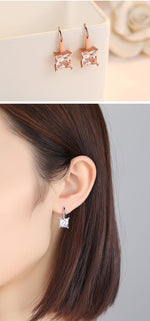 Rose Gold Luxury Women Ear Hook 100% 925 Sterling Silver Earrings