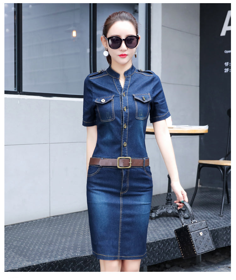 Women Denim Slim Casual Party Club Work Office Jeans Dress