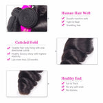 Remy Human Brazilian Hair Weave 3 Bundles With Closure