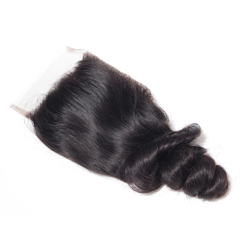 Remy Human Brazilian Hair Weave 3 Bundles With Closure