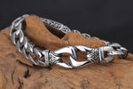 Mens Bracelet 316L Stainless Steel Silver Color Curved Curb Link Chain