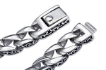 Mens Bracelet 316L Stainless Steel Silver Color Curved Curb Link Chain