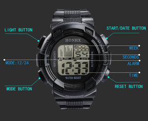 Mens Digital LED Analog Quartz Alarm Date Sports Wrist Watch