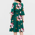 Floral Printed A-Line Elegant Formal Women Bandage Office Dress
