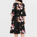 Floral Printed A-Line Elegant Formal Women Bandage Office Dress