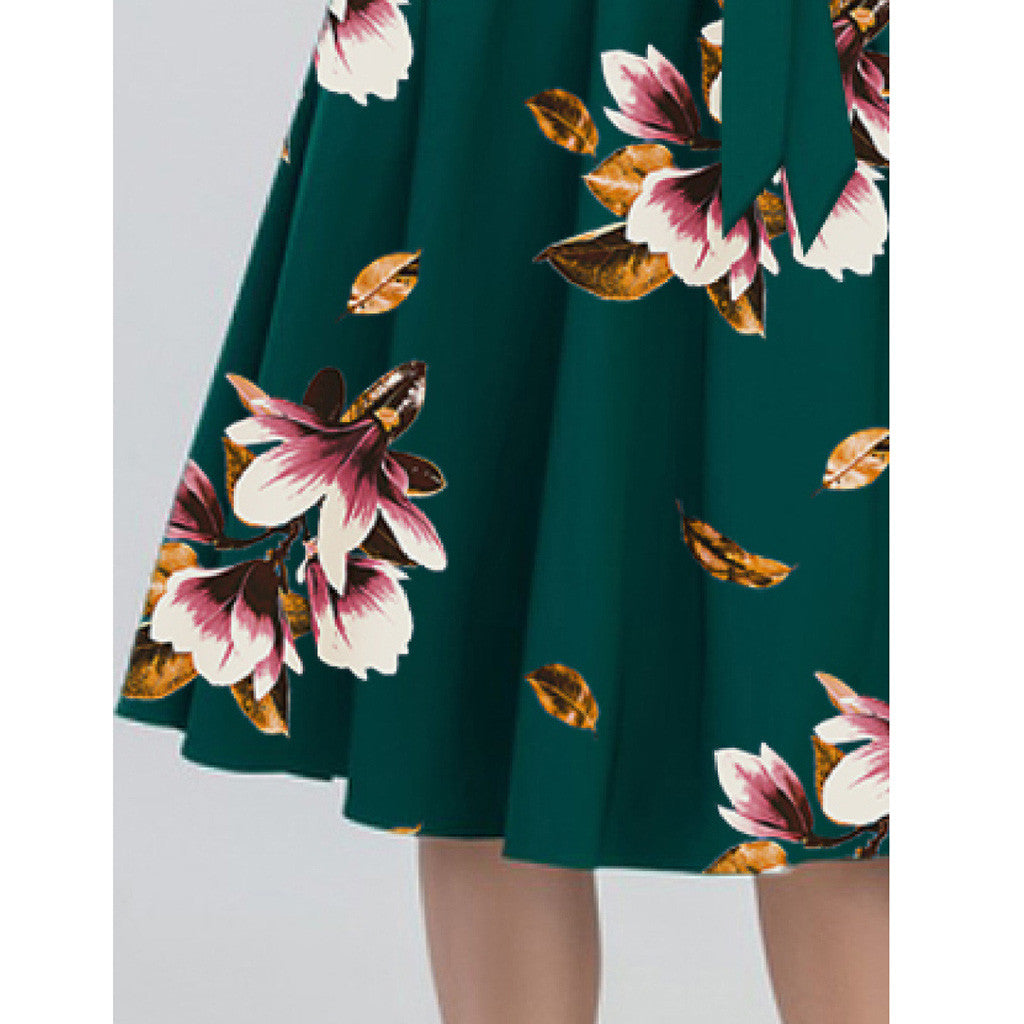 Floral Printed A-Line Elegant Formal Women Bandage Office Dress