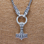 Men  Antique Silver Plated High Quality Viking Head Necklace Pendant Chain Jewelry