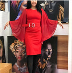 Women Dashiki Bazin Riche Sexy Slim Ruffle Sleeve Robe Grown African Dress