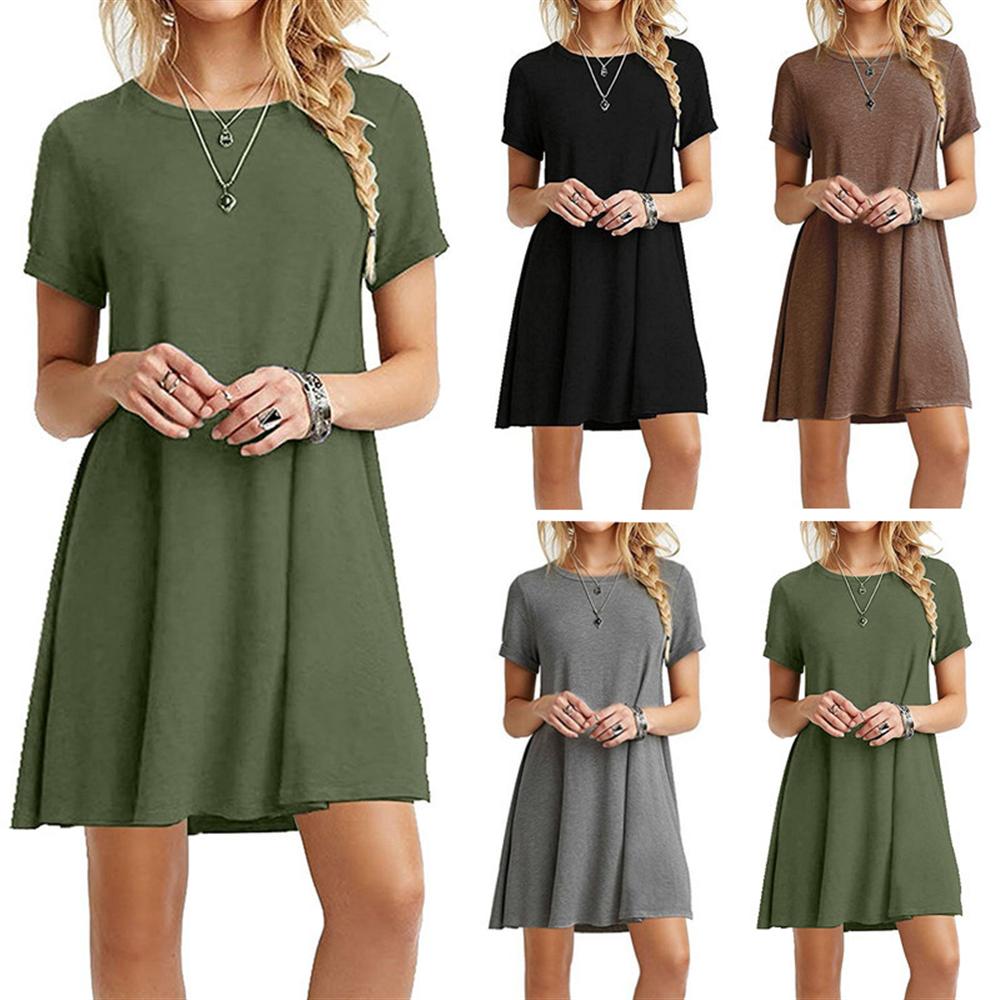 Fashion Summer Women Short Sleeve Round Neck Short Sleeve, Short Dress.