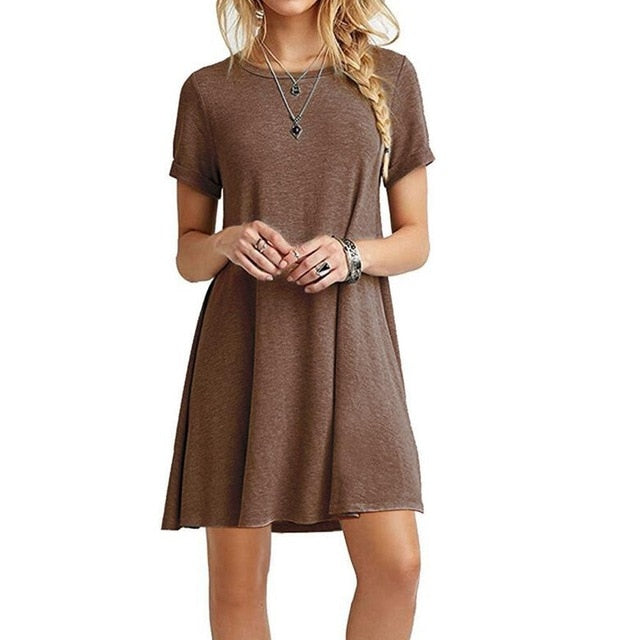 Fashion Summer Women Short Sleeve Round Neck Short Sleeve, Short Dress.