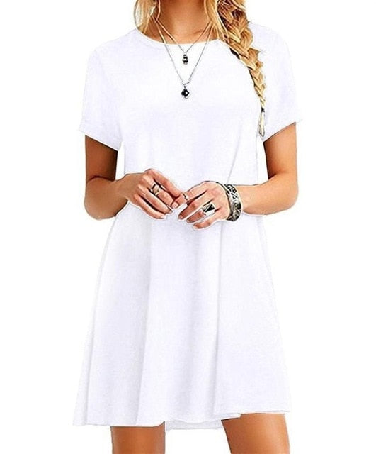 Fashion Summer Women Short Sleeve Round Neck Short Sleeve, Short Dress.