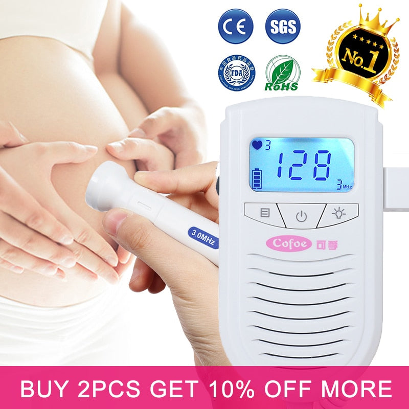 Home Pregnant Baby Heart Rate Pocket Monitor 3.0MHz Fetal Doppler