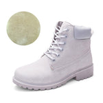 Women Warm Plush Rubber Platform Lace Up Sexy  Ankle Snow Boot Leather Fur Wedges