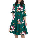 Floral Printed A-Line Elegant Formal Women Bandage Office Dress