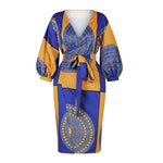 Autumn African Cardigan Fashion Full Lantern Sleeve Dresses for Women Dashiki Print Ladies Clothes