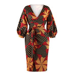 Autumn African Cardigan Fashion Full Lantern Sleeve Dresses for Women Dashiki Print Ladies Clothes