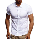 camisa social masculina White shirt men's social shirts Casual Lapel  Short Sleeve Shirt  White Shirt