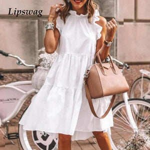 Elegant Daisy Sunflower Butterfly Sleeveless Print Dress Women Summer 2XL Casual O Neck Party Dresses Vintage Midi Dress Vestido