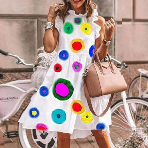 Elegant Daisy Sunflower Butterfly Sleeveless Print Dress Women Summer 2XL Casual O Neck Party Dresses Vintage Midi Dress Vestido