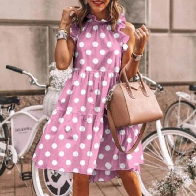 Elegant Daisy Sunflower Butterfly Sleeveless Print Dress Women Summer 2XL Casual O Neck Party Dresses Vintage Midi Dress Vestido