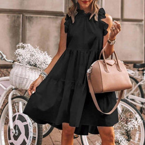Elegant Daisy Sunflower Butterfly Sleeveless Print Dress Women Summer 2XL Casual O Neck Party Dresses Vintage Midi Dress Vestido
