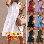 Sexy Mini Dress Women Sleeveless Ruffled Dress 2020 Summer Beach Holiday Sundress Bohemian Vestidos Plus Size Robe