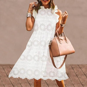 Sexy Mini Dress Women Sleeveless Ruffled Dress 2020 Summer Beach Holiday Sundress Bohemian Vestidos Plus Size Robe