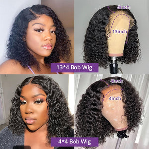 Malaysian Jerry Curly Short Bob Lace Front Human Hair Wig Pre Plucked For Black Women Glueless 13x4 Deep Wave Frontal Wig Remy