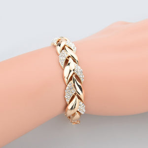 Luxury TOUCHEART Braided Gold color Leaf Bracelets & Bangles With Stones