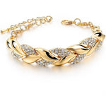 Luxury TOUCHEART Braided Gold color Leaf Bracelets & Bangles With Stones