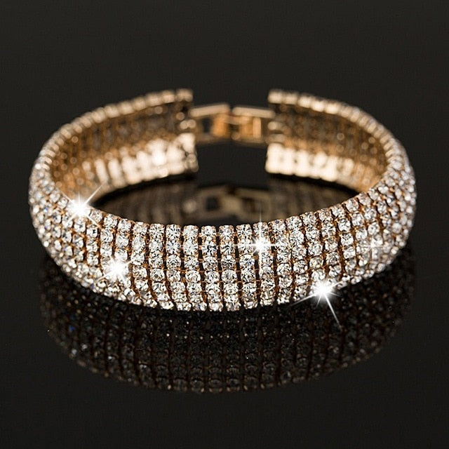 Luxury Crystal Gold And Silver Plated Bracelets Bangle For Women