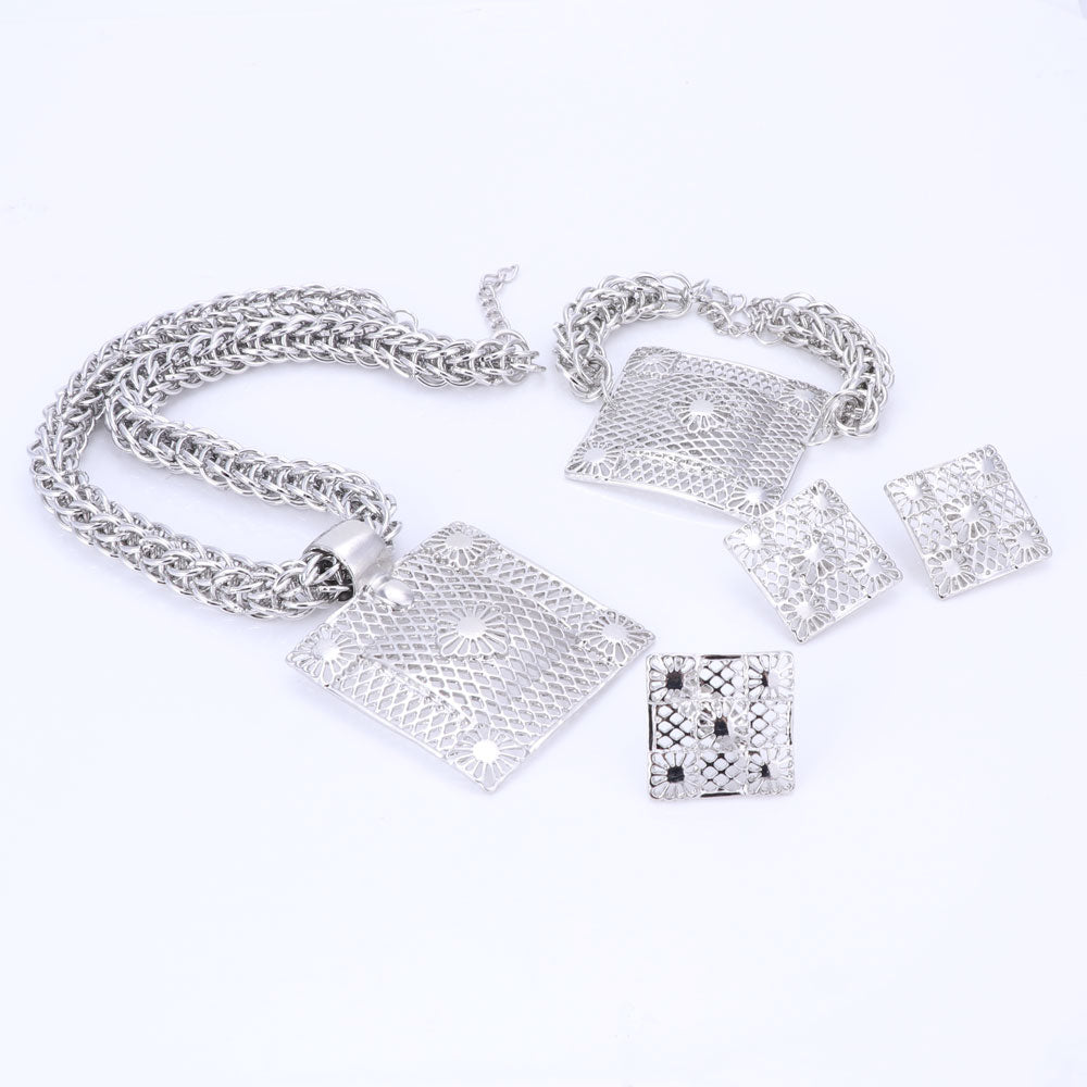 Women Beads Silver Plated Jewelry Sets