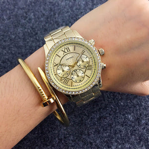 Luxury CONTENA Crystal Diamond Rose Gold Women Fashion Watches  Full Steel Wrist watch Clock saat