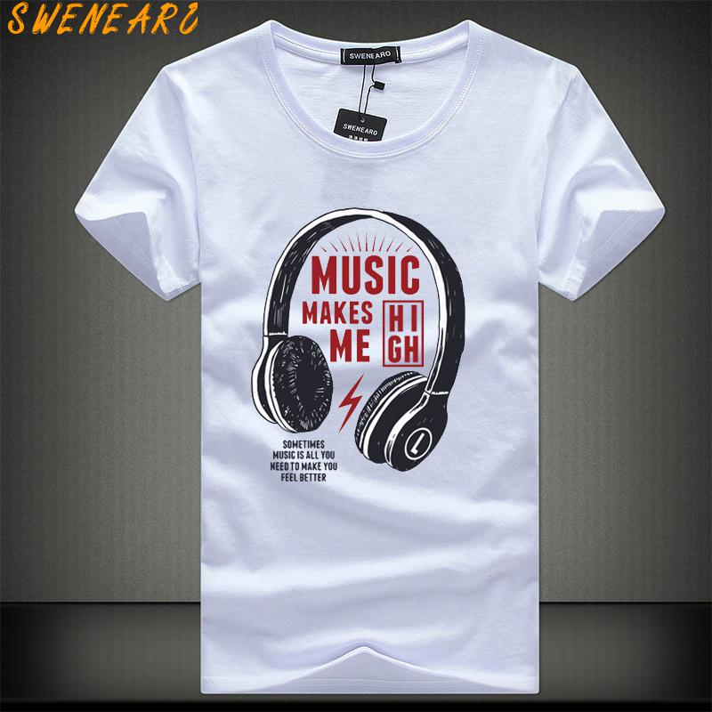 SWENEARO high quality men t-shirt brand clothing 2018 summer new fashion geometry design mens t shirt loose print tshirts male