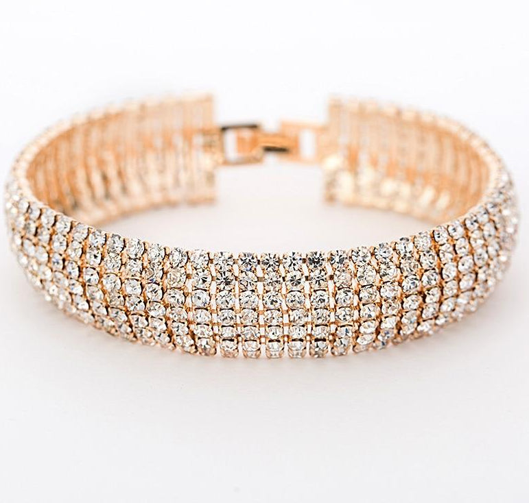 Luxury Crystal Gold And Silver Plated Bracelets Bangle For Women