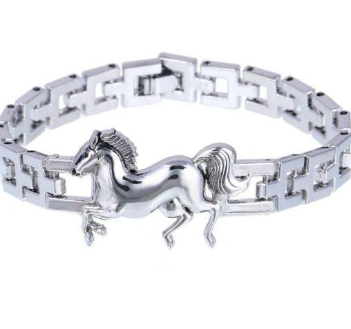 Fashion Punk Horse Stainless Steel Charm bracelet for Women