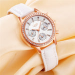 Luxury Women Leisure fashion Leather Quartz Ladies Diamond Dress watch